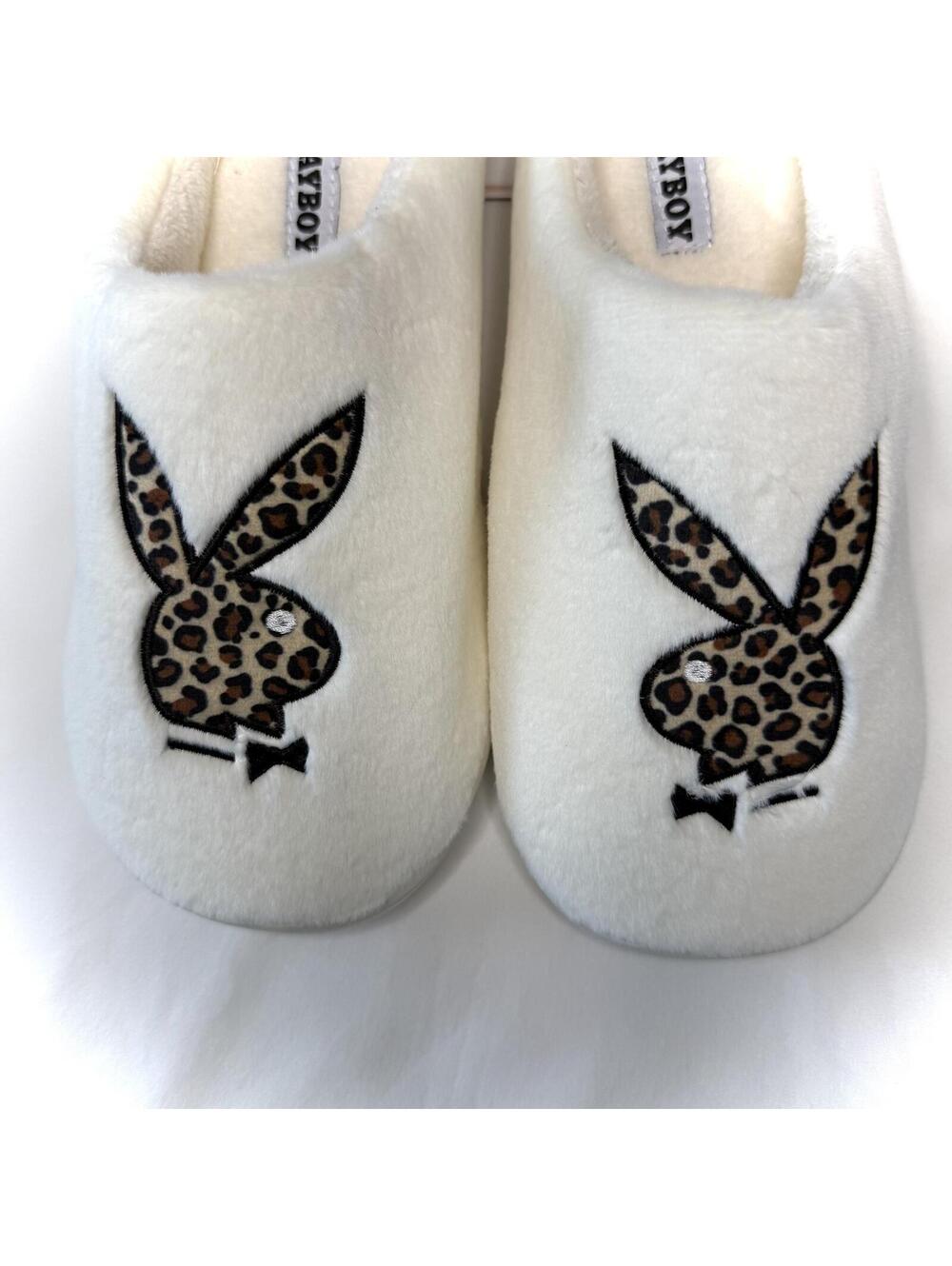 Playboy Slippers XL Memory Foam Indoor/Outdoor Leopard Print Logo House Shoes - Picture 2 of 5